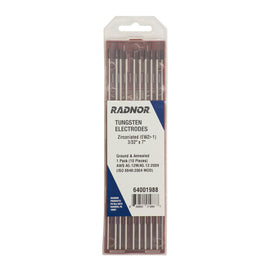 Radnor RAD64001958 3/32" x 7" Ground Finish Zirconiated Tungsten Electrode (10 Per Package)