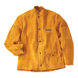 RADNOR 30" Brown Cowhide Leather Welding Shop Jacket With Soapstone Sleeve Pocket