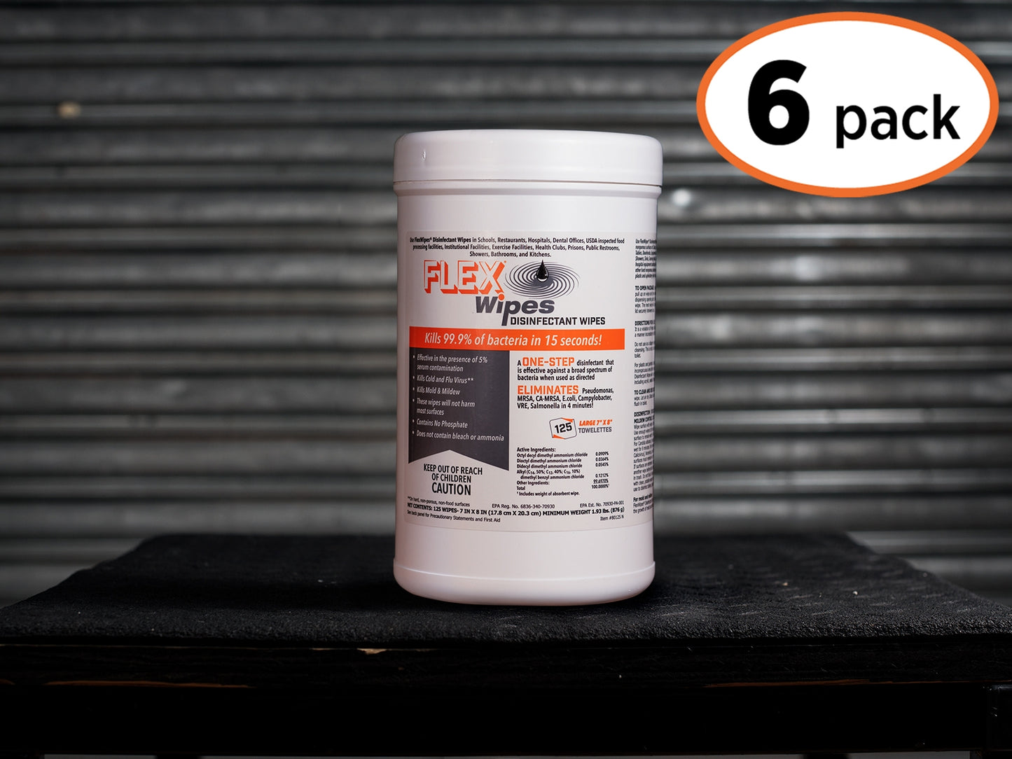 FLEXWIPES 125 Count Canister - 6 pack