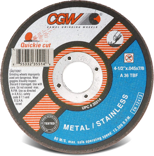 CGW Abrasives 35514 Cut Off Wheel T01 4-1/2x.045x7/8 25-Pack