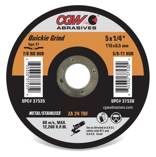 CGW Abrasives Quickie Grind Zirconia 1/4" Grinding Wheels 54270