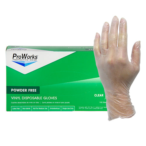 Hospeco ProWorks GL-V103F Industrial Grade Vinyl Glove, Powder Free, Disposable, 9" Length, 3 mil Thick, Large (Pack of 1000)