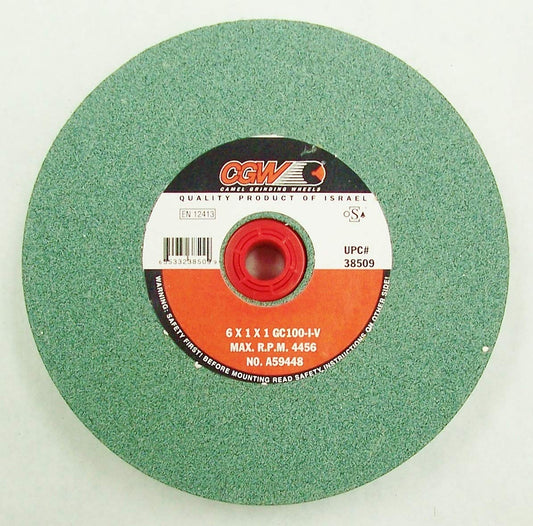 CGW Abrasives 38509 6X1X1(Telescopic Bushing for 3/4", 5/8", 1/2" Arbor) Green Silicon Carbide Bench/Pedestal Grinding Wheel (100-I)