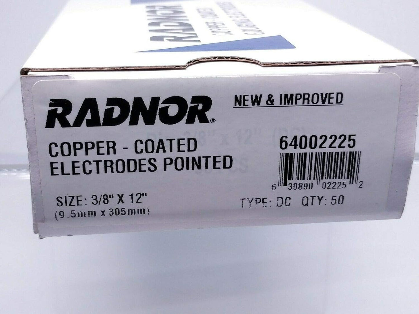 Radnor RAD64002225 3/8" x 12" Copper-Coated Pointed Carbon Air/Carbon Arc Gouging Electrode (50 Per Box)