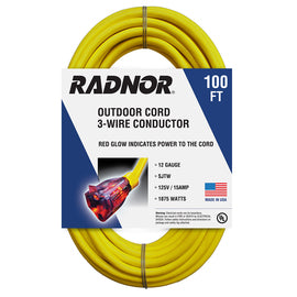 RADNOR™ 50' 15 A 125 VAC PVC Jacket Yellow Extension Cord