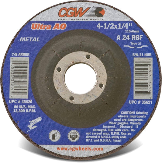 CGW Abrasives 35620 Ultra AO Grinding Wheel 4-1/2x1/4x7/8 25-Pack
