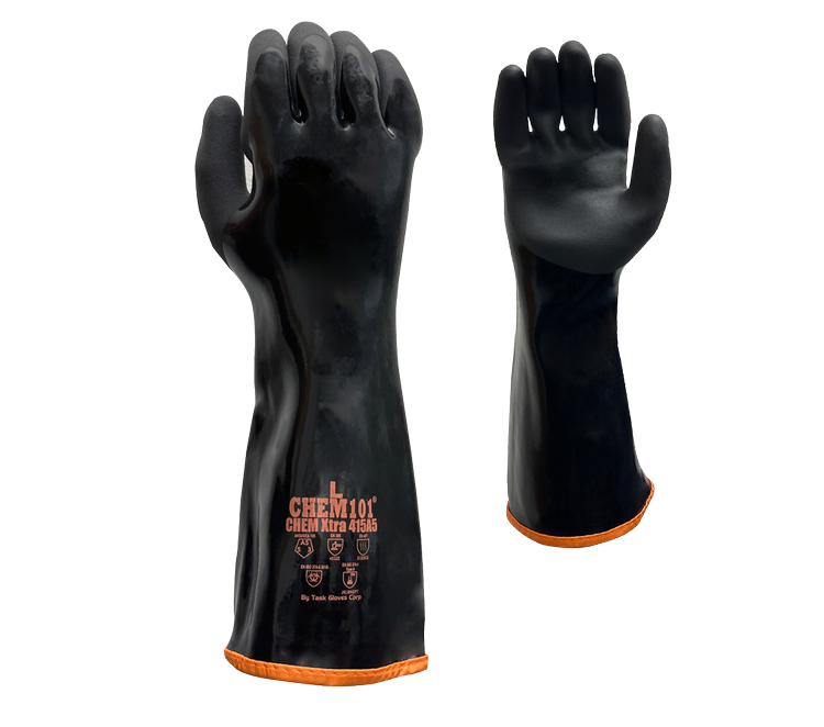 CH415A5 15G Aramid & Stainless Steel Black Co-Polymer Fully Coated Palm with Black Sandy-Foam Co-Polymer Coating, 15" Length (ANSI CUT A5)