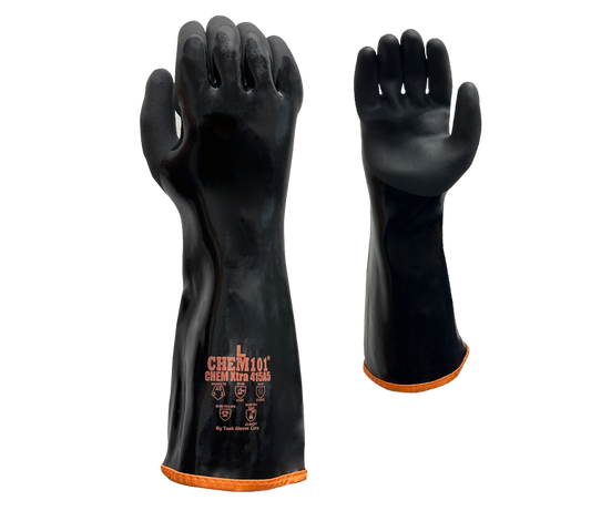 CH415A5 15G Aramid & Stainless Steel Black Co-Polymer Fully Coated Palm with Black Sandy-Foam Co-Polymer Coating, 15" Length (ANSI CUT A5)