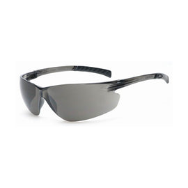 Radnor Glasses Safety Gray Anti-Scratch Classic Plus Unframed Charcoal Flexible Temple with Grips Wrap-Around Single Ansi Z87+ - 1 Box of 12
