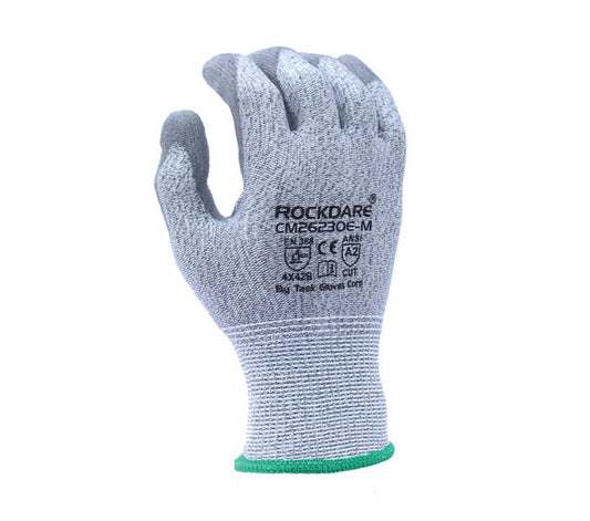 Task Gloves CM26230E 13 Gauge HDPE, Gray PU Coated