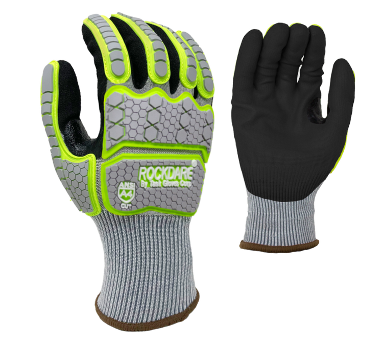 Task Gloves Rockdare RD1022 Seamless Cut Resistant Fiber Shell, RevoTek® Coated, TPR Back of Hand