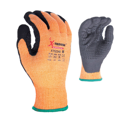 Task Gloves XT52240 • 10 GAUGE ARAMID FIBER SHELL, SANDY NITRILE COATED W/ NITRILE DOTS, ARAMID THUMB SADDLE