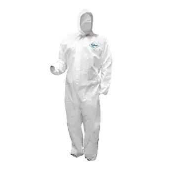 Hospeco DA-MP333 ProWorks Microporous Liquid and Particulate Protection Coverall with Hood, Disposable, Elastic Cuff, White (Case of 12)
