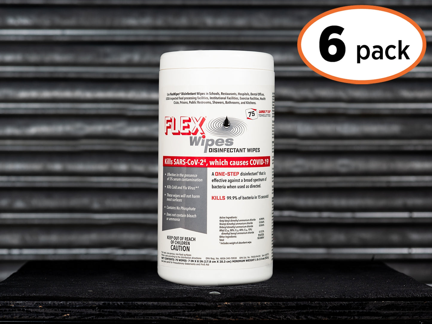FLEXWIPES 75 Count Canister - 6 pack