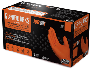 Gloveworks® Industrial 8 Mil RDT Orange Nitrile Gloves (GWON)