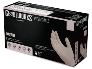 Gloveworks Latex Disposable 4 Mil Gloves Ivory Powder Free (TLF)