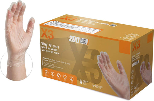 Ammex X3® Industrial 3 Mil Clear Vinyl Powder Free Gloves (GPX3)